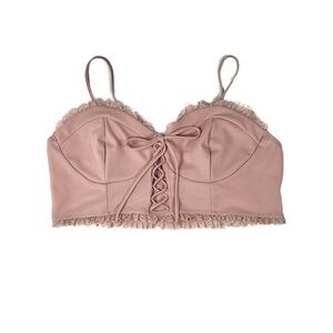 SHEIN 4X Dusty Pink Corset Lace Bralette Spaghetti Strap Crop Top